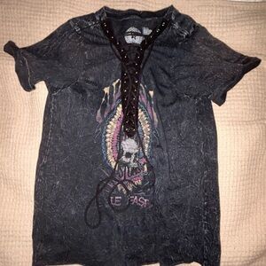 Affliction Charcoal Lace-Up Tee